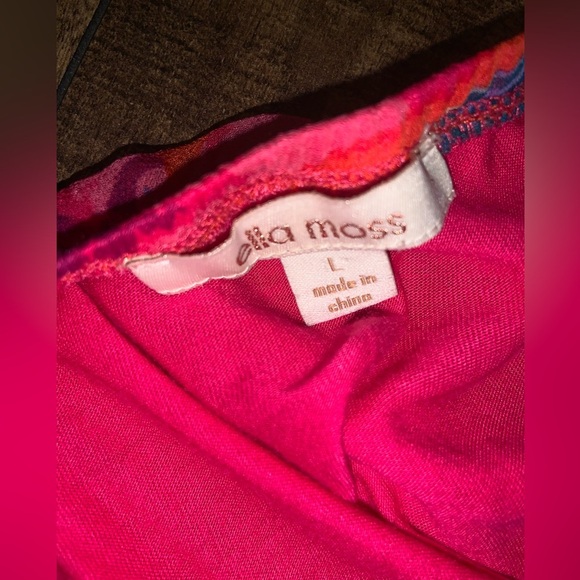 Ella Moss Hibiscus Floral Silk Strapless Dress in guava L $138 spring cocktail - Picture 3 of 10